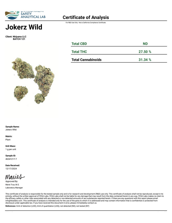 Jokerz Wild - Indica Hybrid - 31% THCa